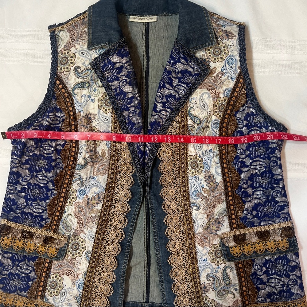 Upcycled Denim Jean Vest OOAK Coldwater Creek Denim BOHO Chic EUC Sz‎ L/XL - Picture 8 of 11